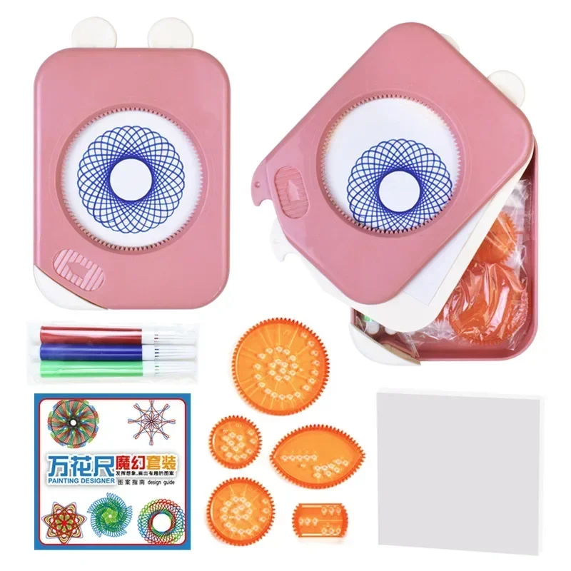 Kit de dessin Gear Art pour enfants avec rangement. Développe la créativité géométrique, cadeau d'anniversaire éducatif parfait