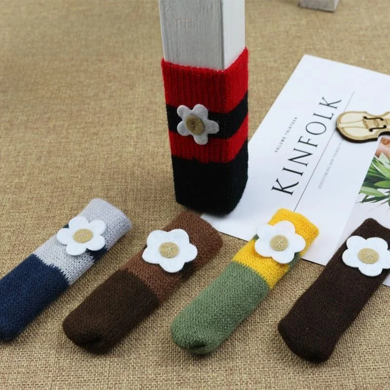 厚みのあるノイズリダクション滑り止めニットテーブルチェアフットカバーかわいいカントリースタイル保護パッドカバーダイニングチェアスツール保護