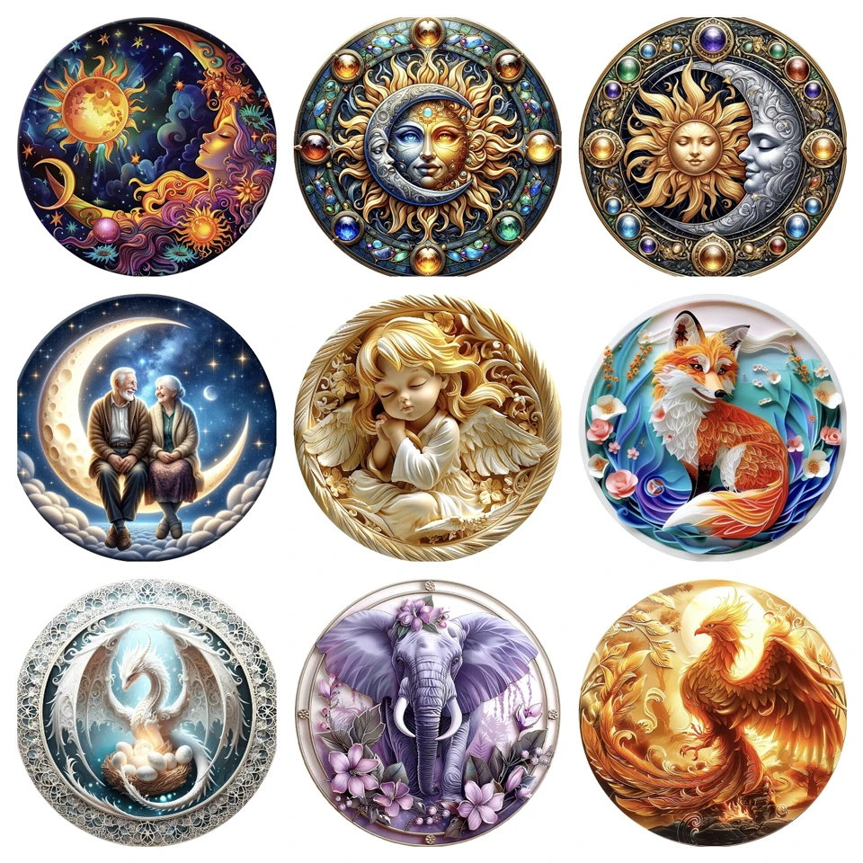 Moon and SunColorful Animals Diamond Painting Angel Embroidery Dreamy Landscape Cross EmbroideryMosaic Images Home Decoration