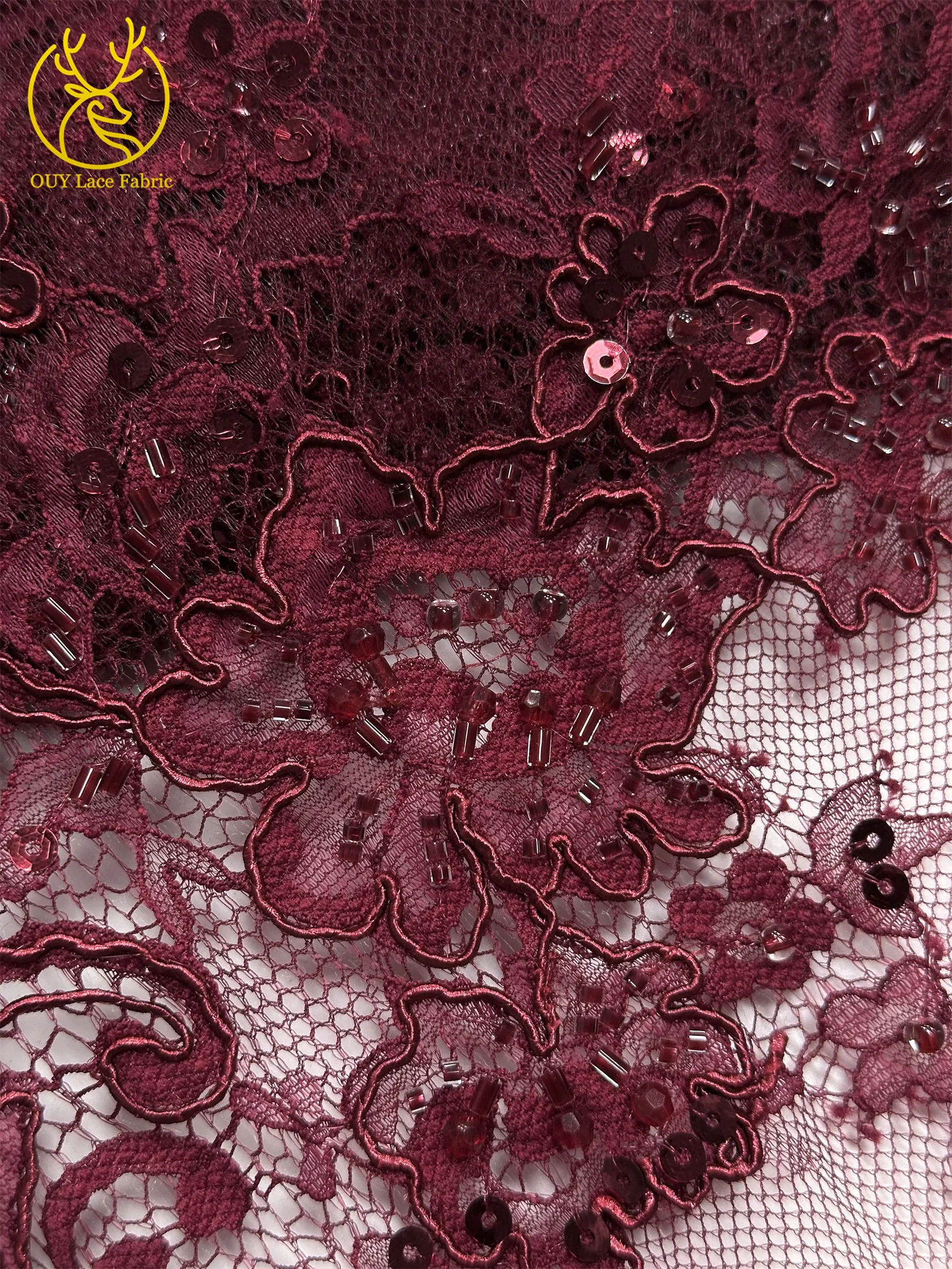 Elegante, exquisite, würdevolle, neue, modische, handgefertigte, perlenbesetzte, mit Pailletten bestickte Netzspitze, vollständig mit Perlen besetzt, für Damen-Hochzeitskleider – Detail 19