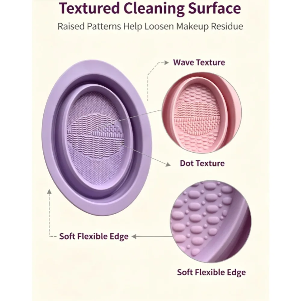 Makeup Brush Cleaning Tool,1pcs Silicone Brush Cleaner Pad Foldable Portable Cleaning Bowl For Makeup Brushes - view 7