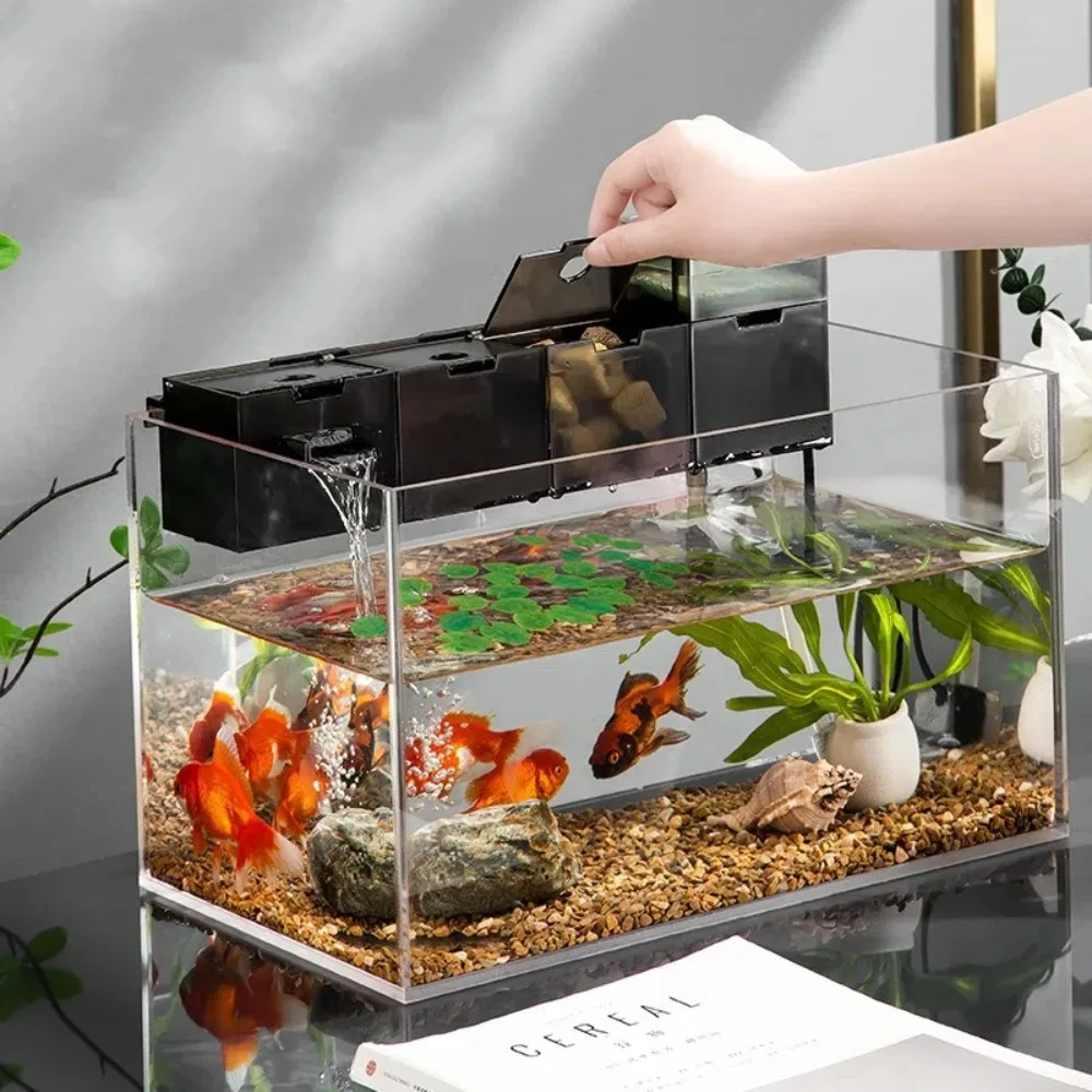 Filtro de Acuario Externo Tres en Uno, Caja de Filtro de Plástico Silenciosa para Pecera, Purificador de Agua Oxigenado Integrado