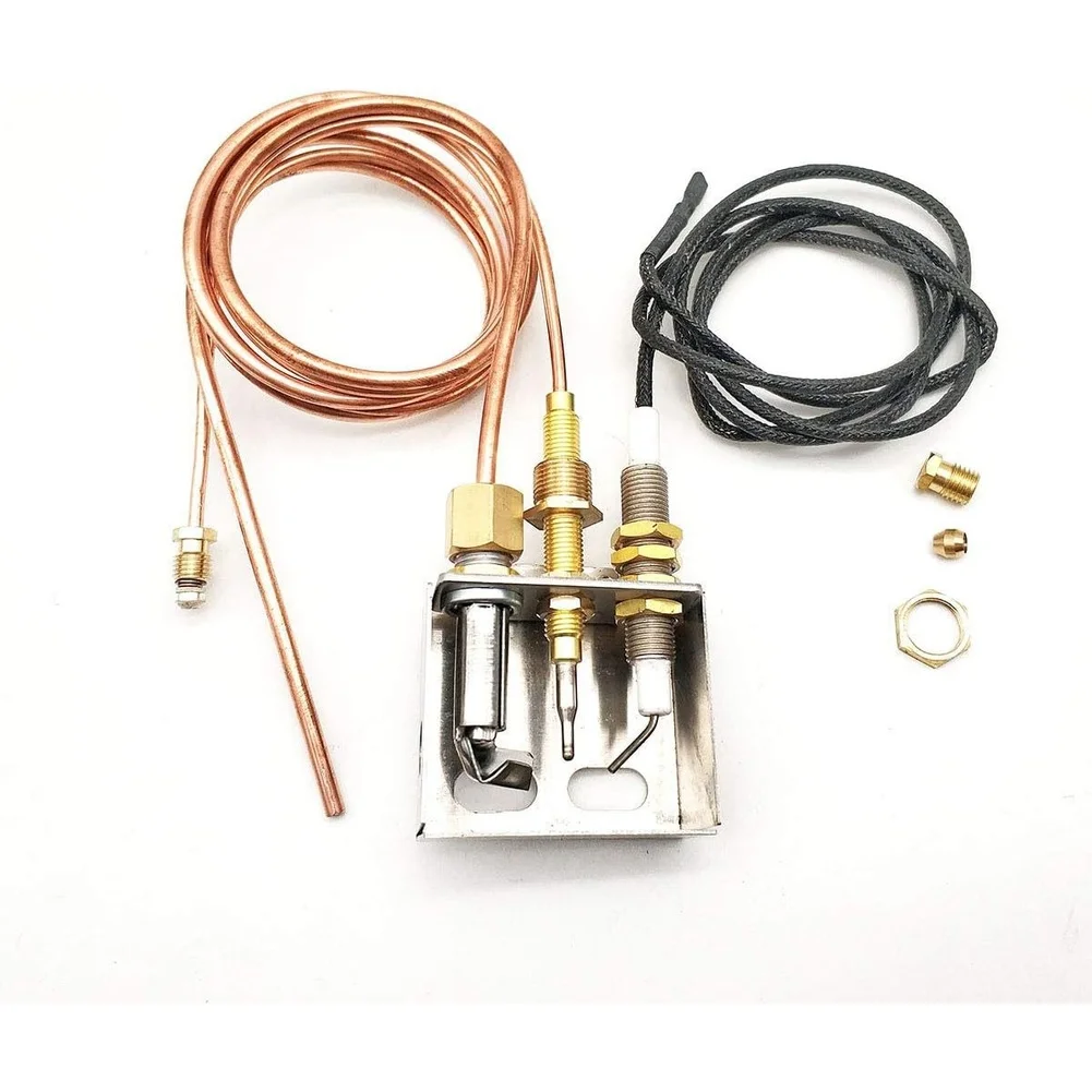 Propane Pilot Burner Kit for Fireplaces Includes 900mm Thermocouple Copper Inlet Tube and Stainless Components