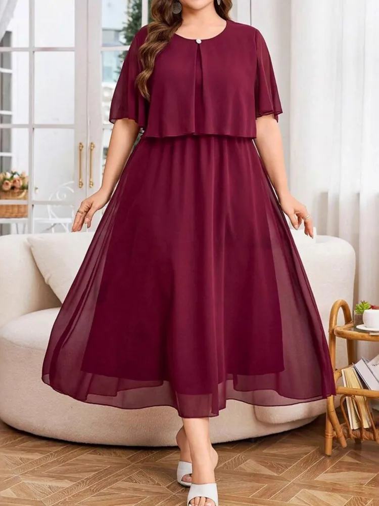 ชุดเดรสไซส์ใหญ่ XL-5XL สำหรับผู้หญิง สไตล์ลำลอง สตรีทแฟชั่น ฤดูใบไม้ผลิ ฤดูร้อน ปี 2026 ไซส์ 3XL 4XL ชุดเดรสยาวปานกลาง ไซส์ใหญ่พิเศษ