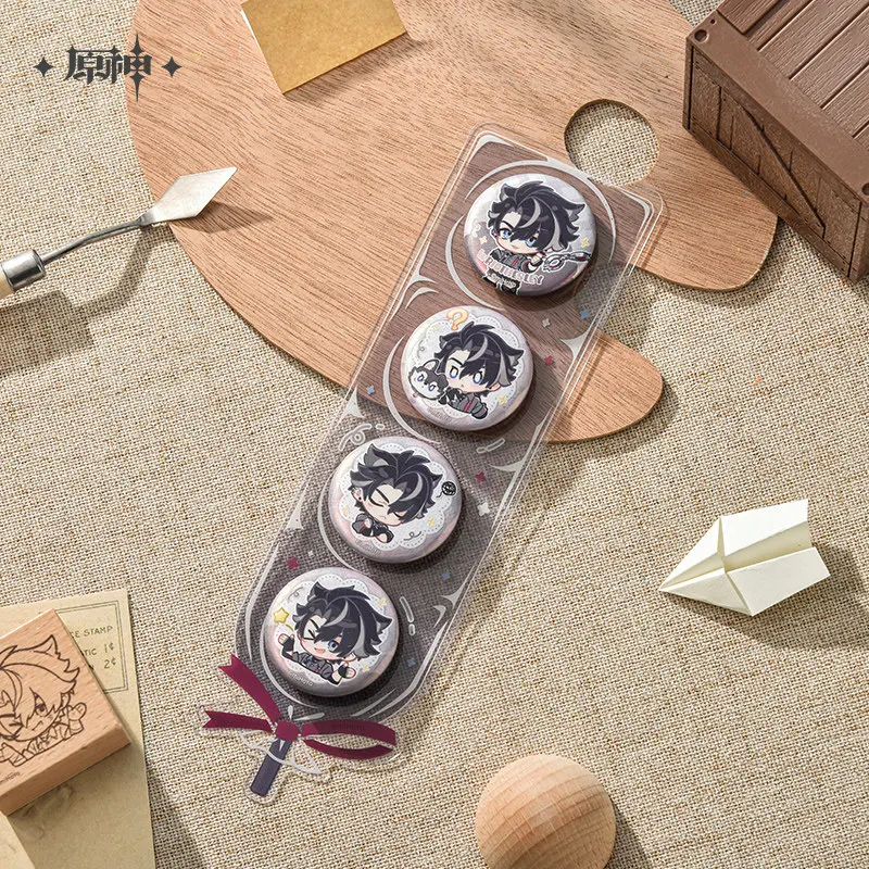 Original Wriothesley Badge folding fan Keychain Pendant Seal Storage Box sticker pack Genshin Impact Cosplay ornament Xmas gift view 3