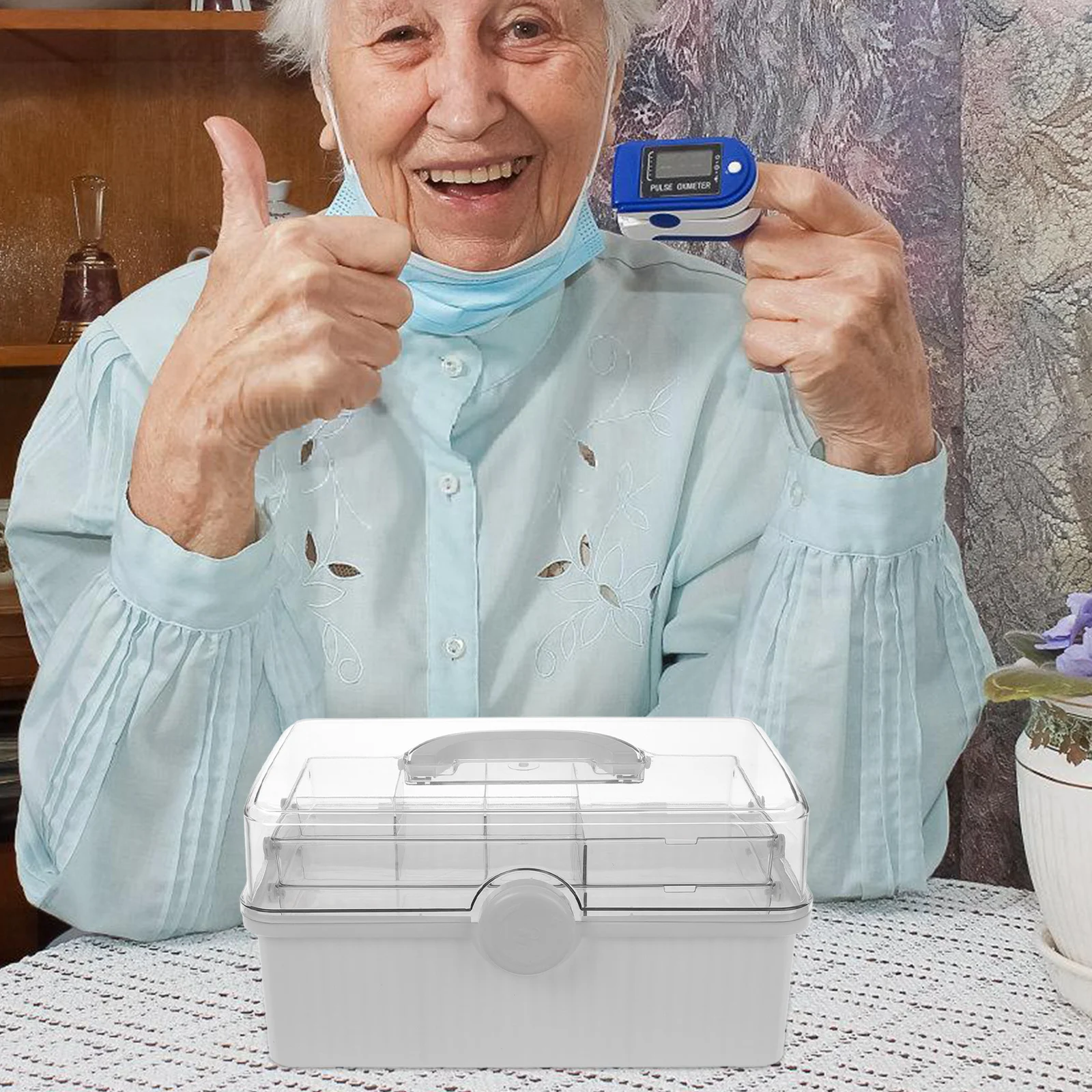 صندوق طبي ذو سعة كبيرة منظم مقبض محمول صندوق تخزين الأدوية تخزين مستلزمات طبية للسفر المنزلي #6