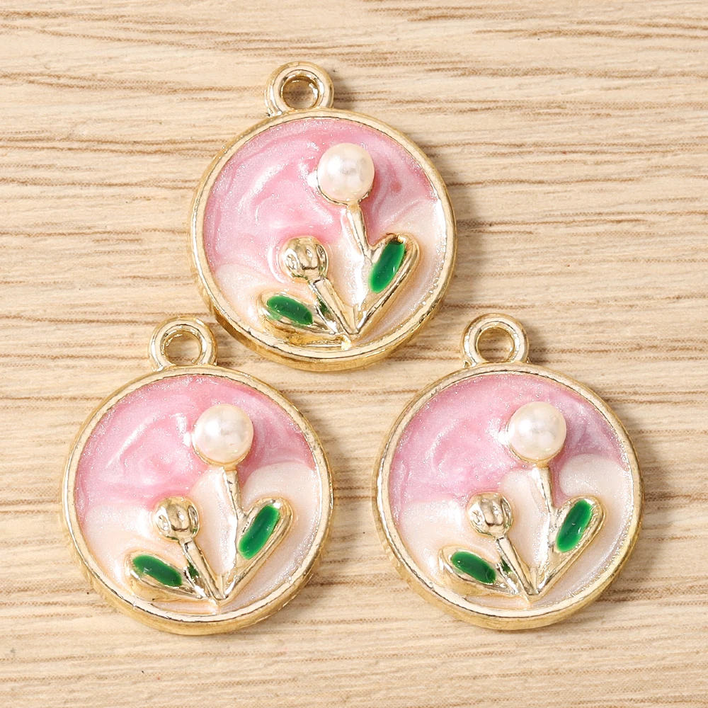 Tusember 10 Stück Emaille Mode Schöne Ölgemälde Perlen Schmetterling Blumen Anhänger Schmuckherstellung Zubehör – Detail 12