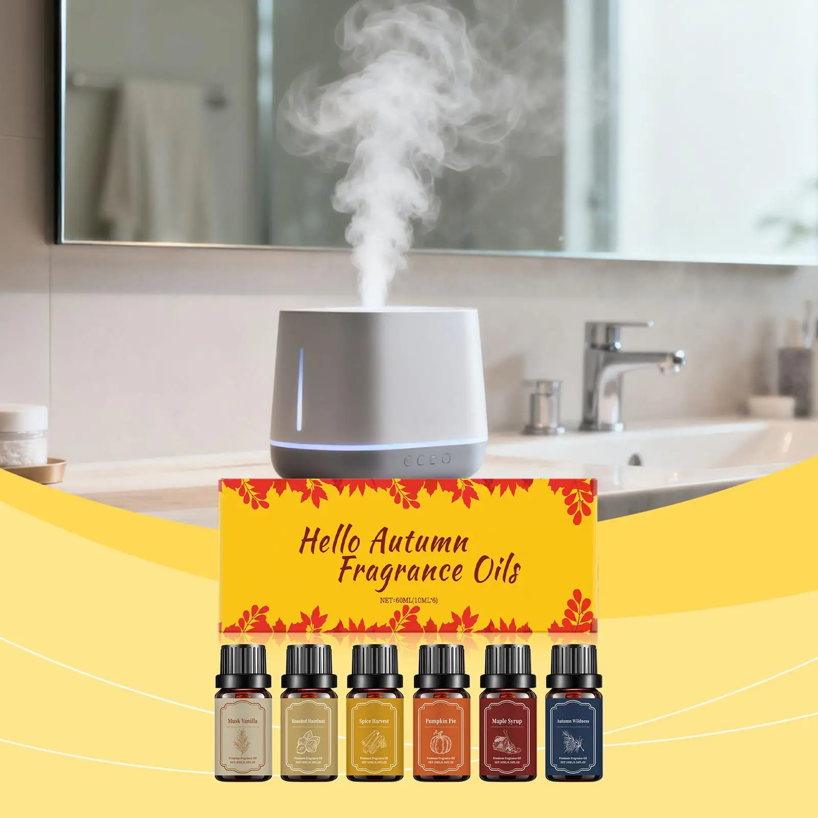 6 قطعة مجموعة الزيوت الناشر المعطرة الخريف الزيوت الأساسية العطرية المريحة لصنع الشموع الروائح غرفة المعيشة اليوغا التأمل سبا