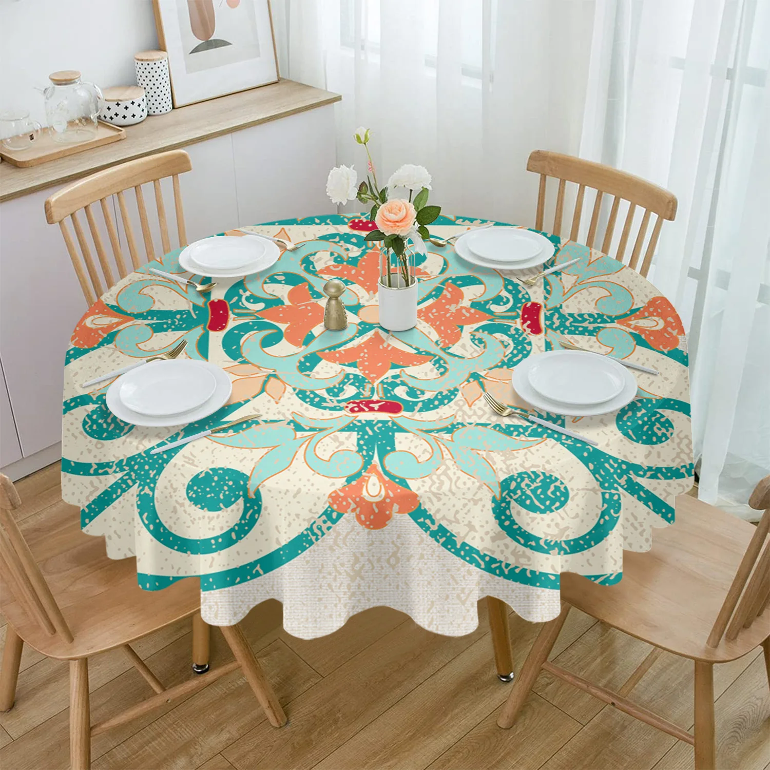 

Türkiye Persia Vintage Pattern Pattern Geometry Tablecloth Dining Table Square Round Waterproof Table Cover Kitchen Decoration