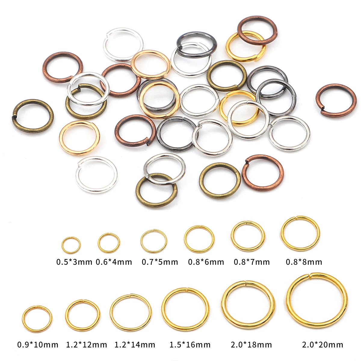 Lote de anillos de salto de 4, 5, 6, 8 y 10mm, conectores de anillos divididos para accesorios de fabricación de joyas Diy, suministros al por
