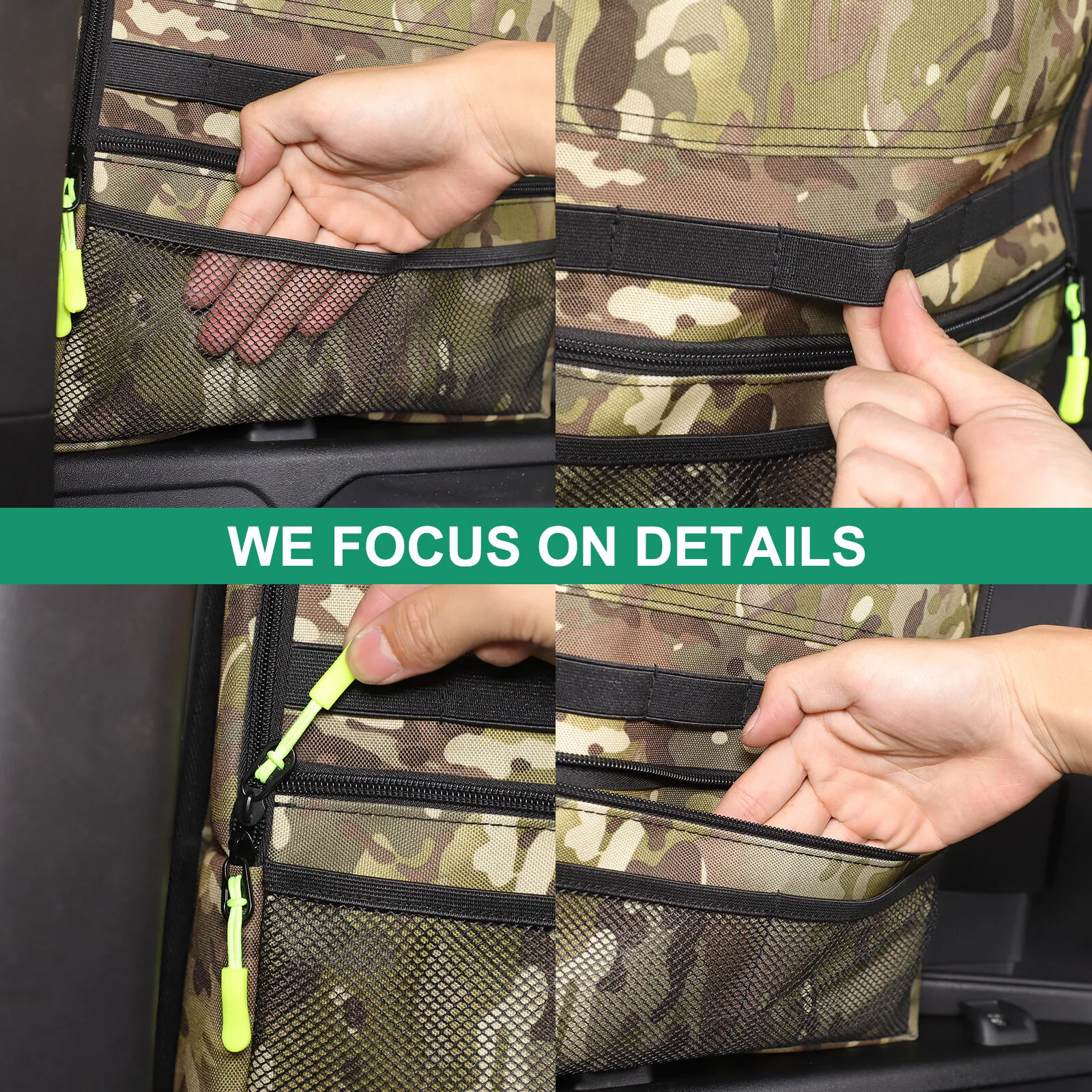 1 SZT. Torba do przechowywania na bok bagażnika samochodu w kolorze kamuflażu do Land Rover Defender 110 2020-2025, uniwersalny organizer, kieszeń do przechowywania