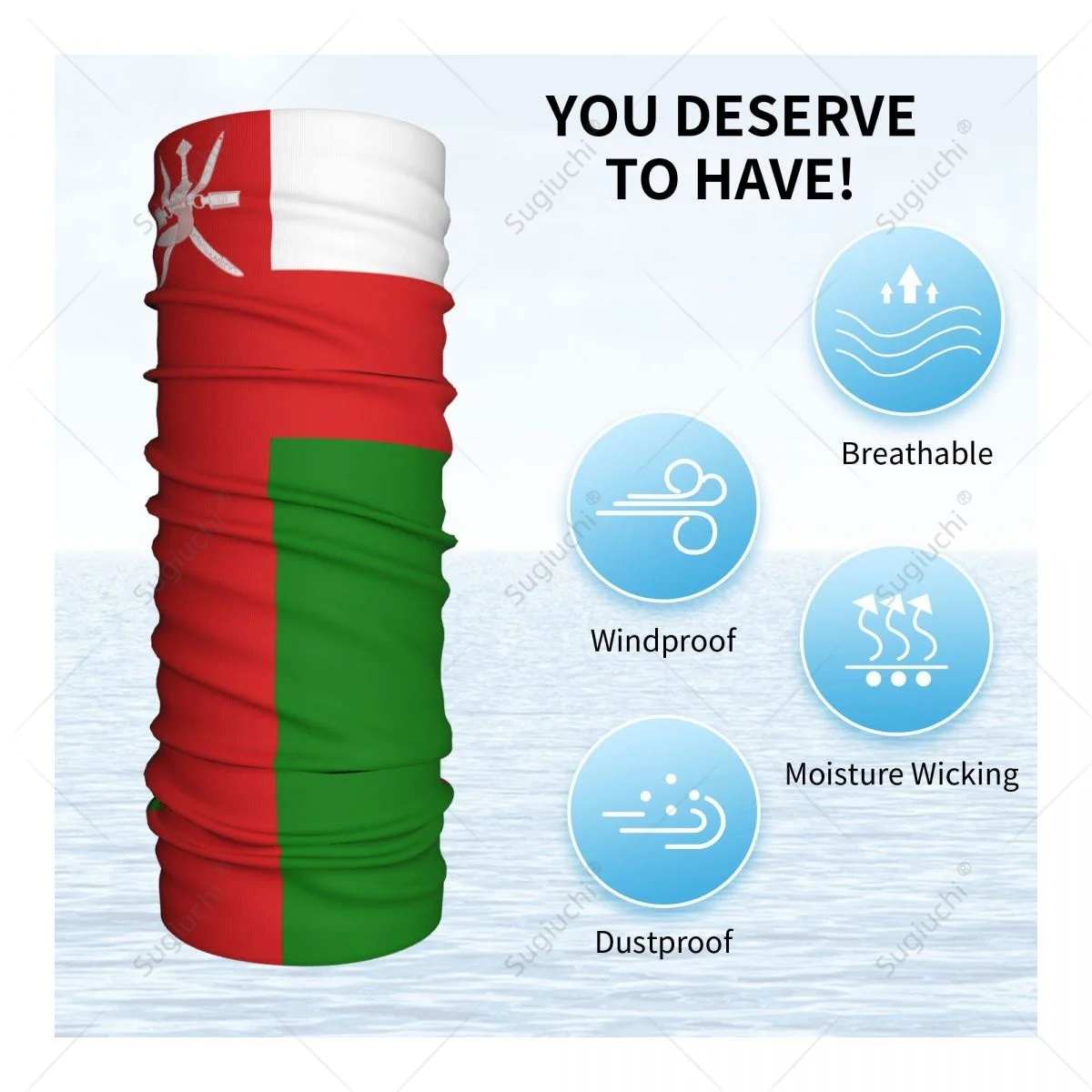 Unisex Oman Flag Neckerchief Scarf Neck Face Mask Scarves Neck Warmer Seamless Bandana Headwear Cycling Hiking - view 6