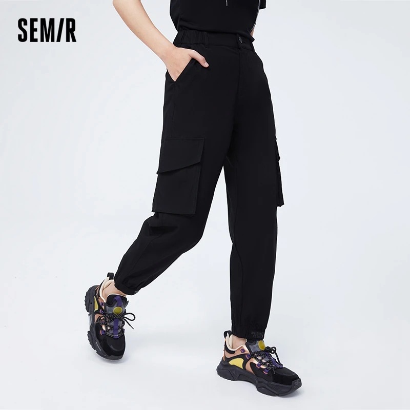 

Semir Casual Pants Women Leggings Jogging Pants Summer Fashion Handsome Simple Elastic Waist Cargo Pants Cool