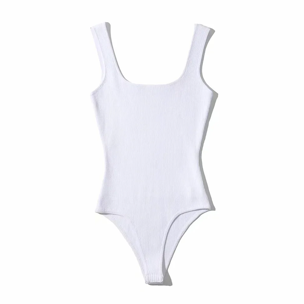 Gợi Cảm Cao Cấp Nữ Mùa Hè 2022 Bộ Trang Phục Thời Trang Bodysuit Nữ Dệt Kim Trắng Bodysuit Áo Bodycon Cơ Thể Phù Hợp Cho Phụ Nữ Nâu