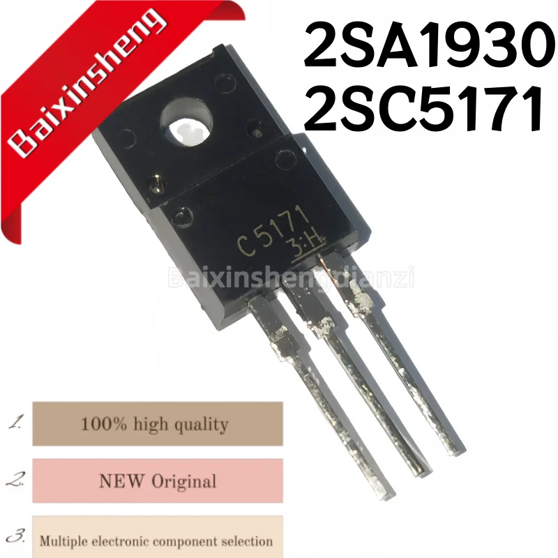 

10 pieces, audio amplifier pairing tubes, 2SA1930, 2SC5171, A1930, C5171, TO-220, brand new in stock