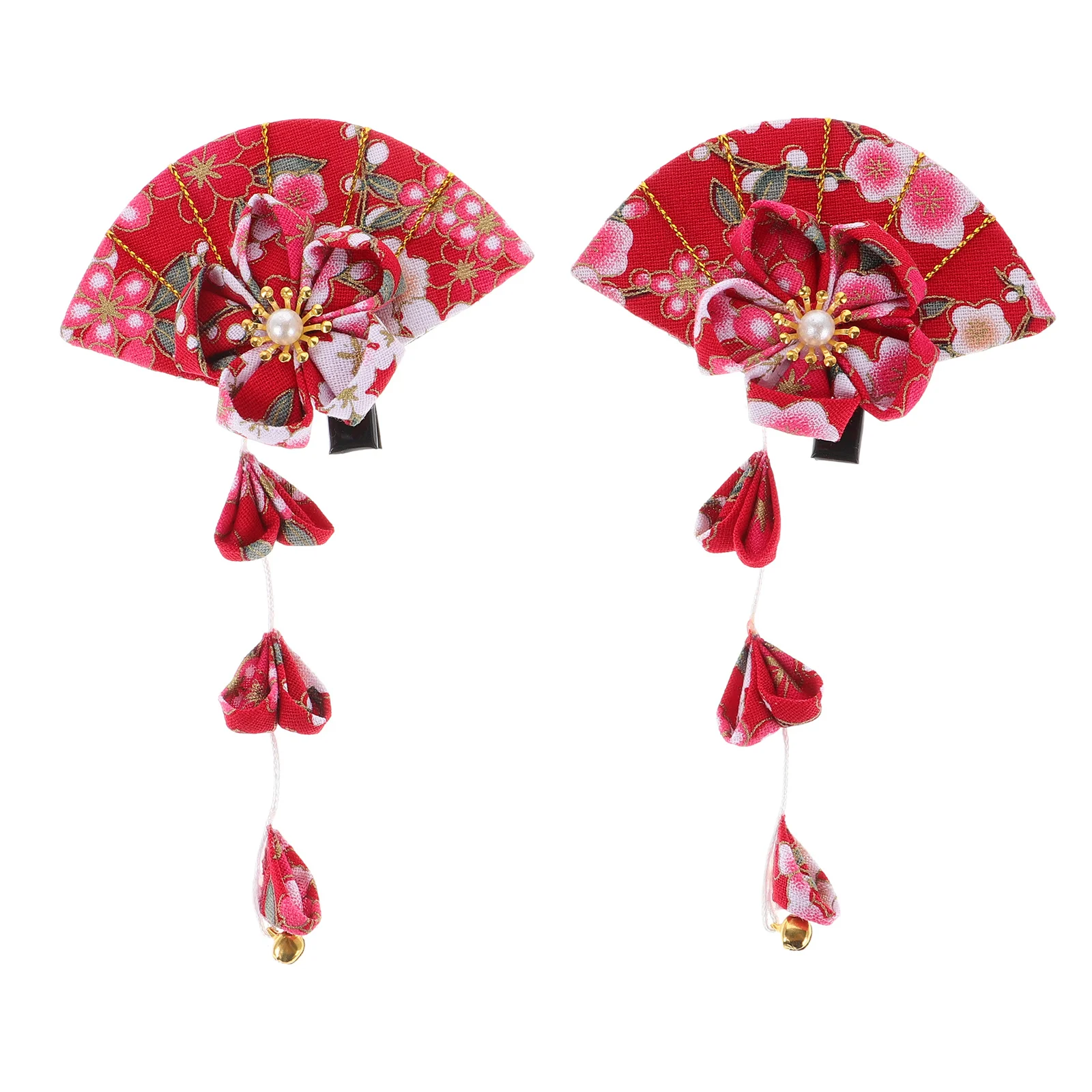 

1Pair Long Tassel Hair Clips with Flower Design Japanese Inspired Hairpins for Women and Teen Fashionable Wedding Party