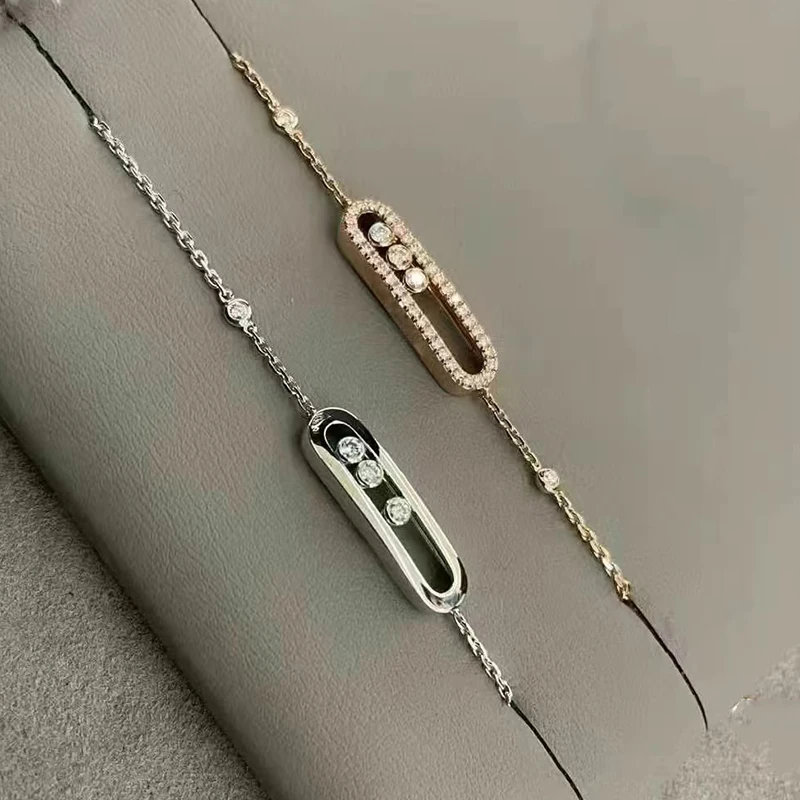 

Hot Sale Luxury Jewelry 925 Silver Classic MOVE Sliding Bracelet Women Fashion Simple Wedding Party Valentine's Day Gift