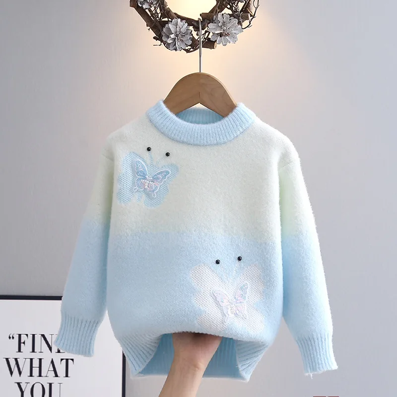 الخريف الشتاء الفتيات محبوك سترة الكرتون بلوزات بأكمام طويلة جولة الرقبة البلوز ملابس الأطفال مريحة موضة جديدة #4