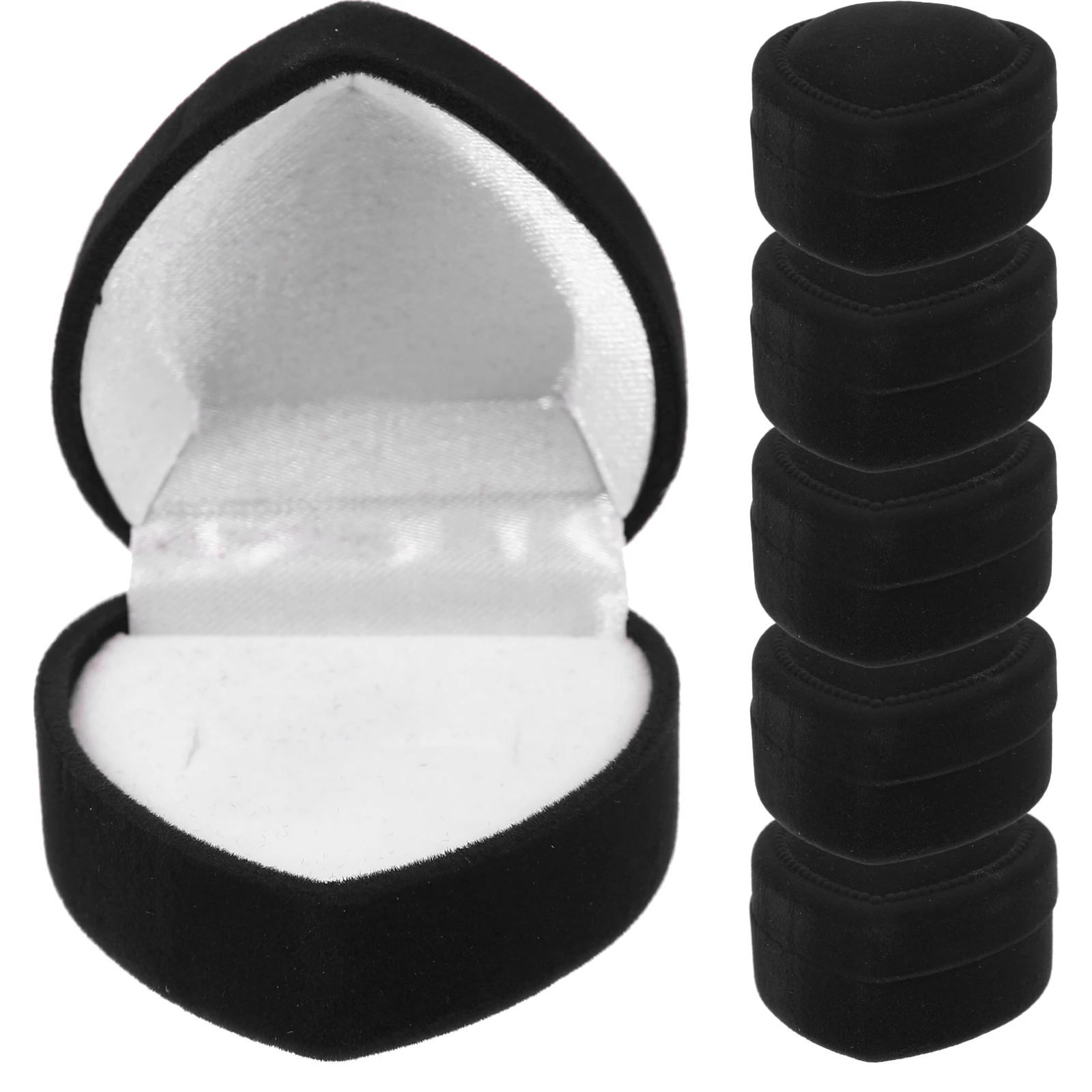 

6pcs Heart Shaped Jewelry Box for Rings Earrings Sponge Storage Case Gift Package Display Women Wedding Engagement Ring Box