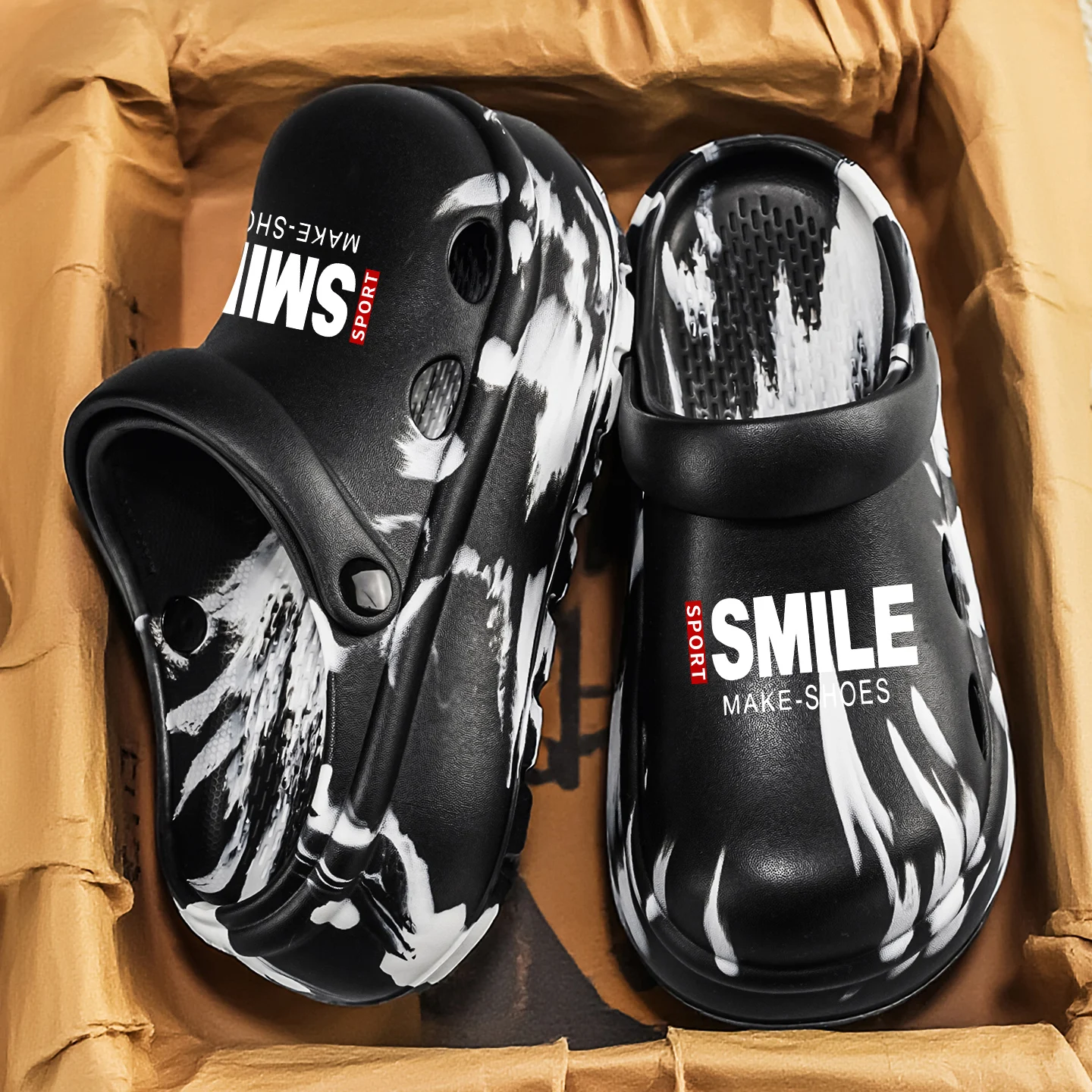 

Fashion Camouflage Clogs Slippers for Men Summer EVA Beach Slippers Thick Sole Non-slip Garden Shoes Outdoor Leisure Sandals