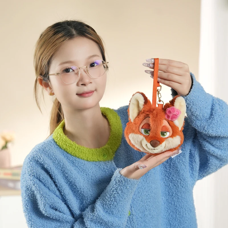 Zootopia Judy Nick Portafoglio ufficiale leopardo Auricolare Portamonete in peluche simpatico cartone animato Mini portachiavi portatile Giocattolo alla moda Regalo di compleanno