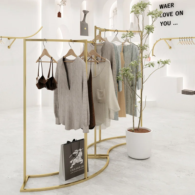 (Customized) Fashion Women Clothes Shop Display Racks Metal Retail Boutique Clothing Rack Cloth Store Display Stands