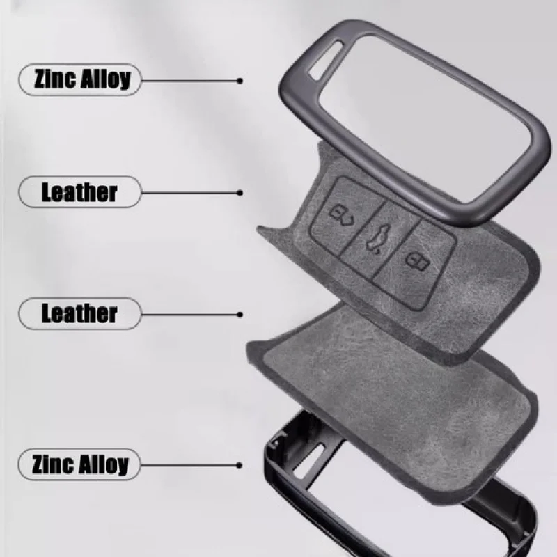 A + غطاء حافظة مفاتيح السيارة من الجلد من سبائك الزنك لسيارة VW Golf 8 MK4 Tarraco Leon ID.4 ID.3 #3