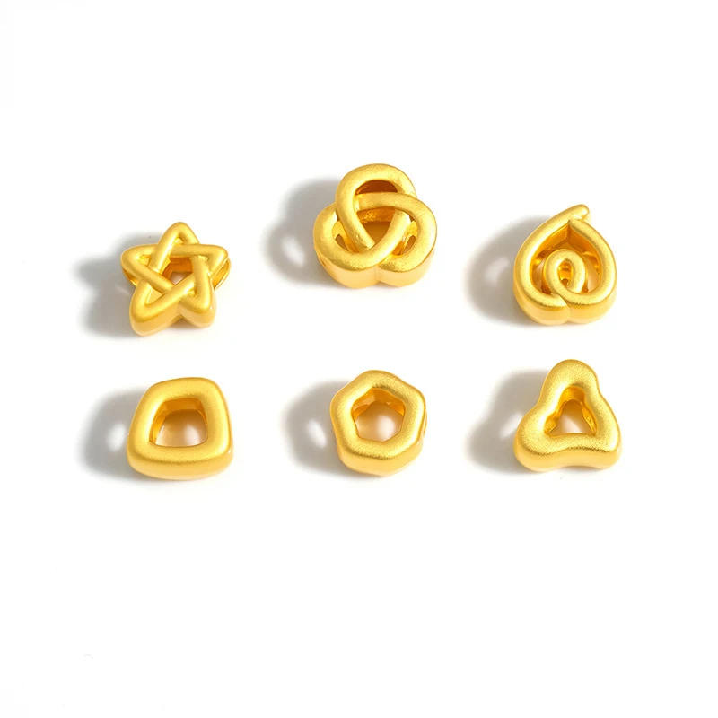 1PC New Gold-Plated Geometric Hollowed Beads For Women Flower Peach Charms DIY Bracelet Jewelry Making Hair Accessory Wholesale