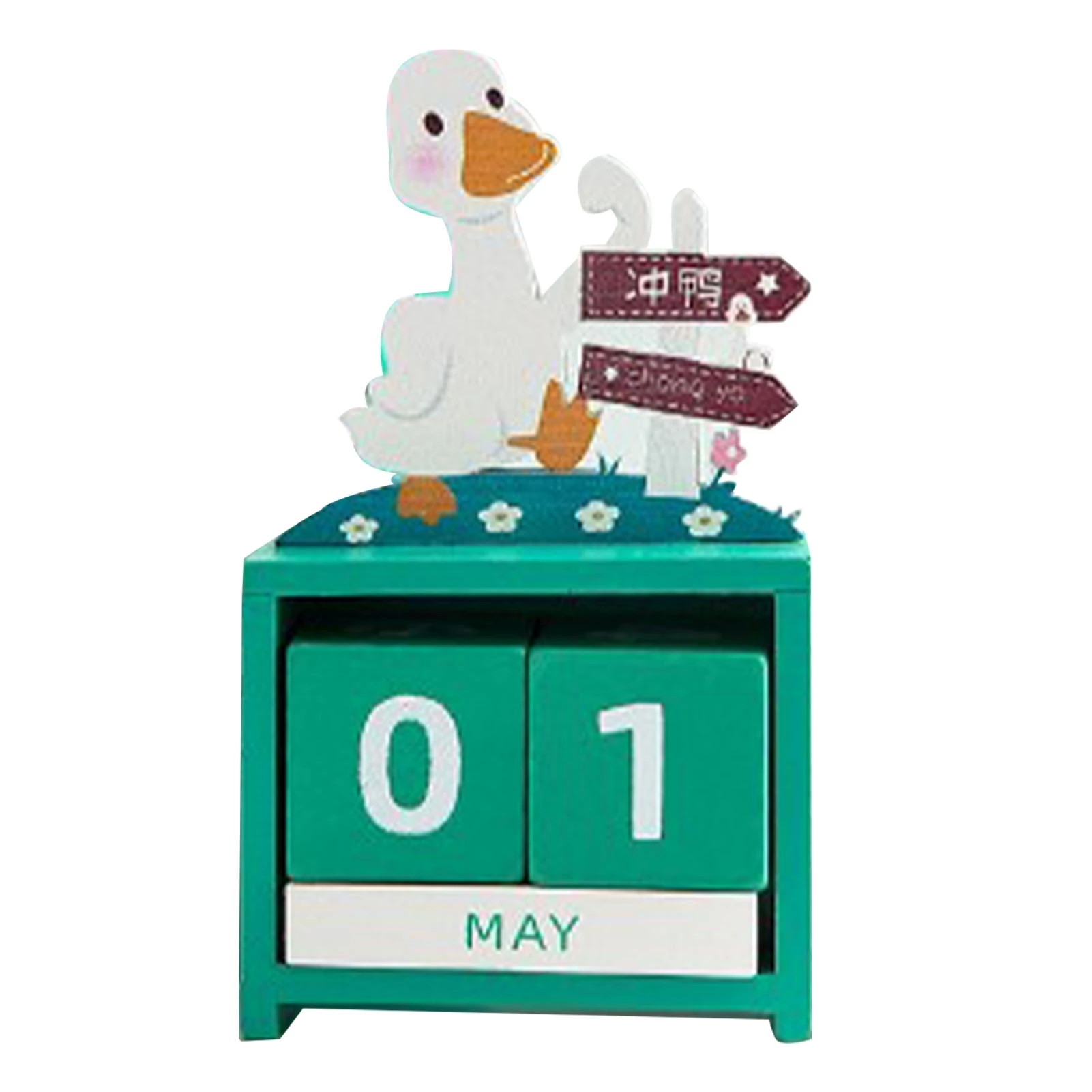 Wooden Perpetual Calendar Countdown Month Date Block Cubes Calendar Cute Desktop Decoration 3