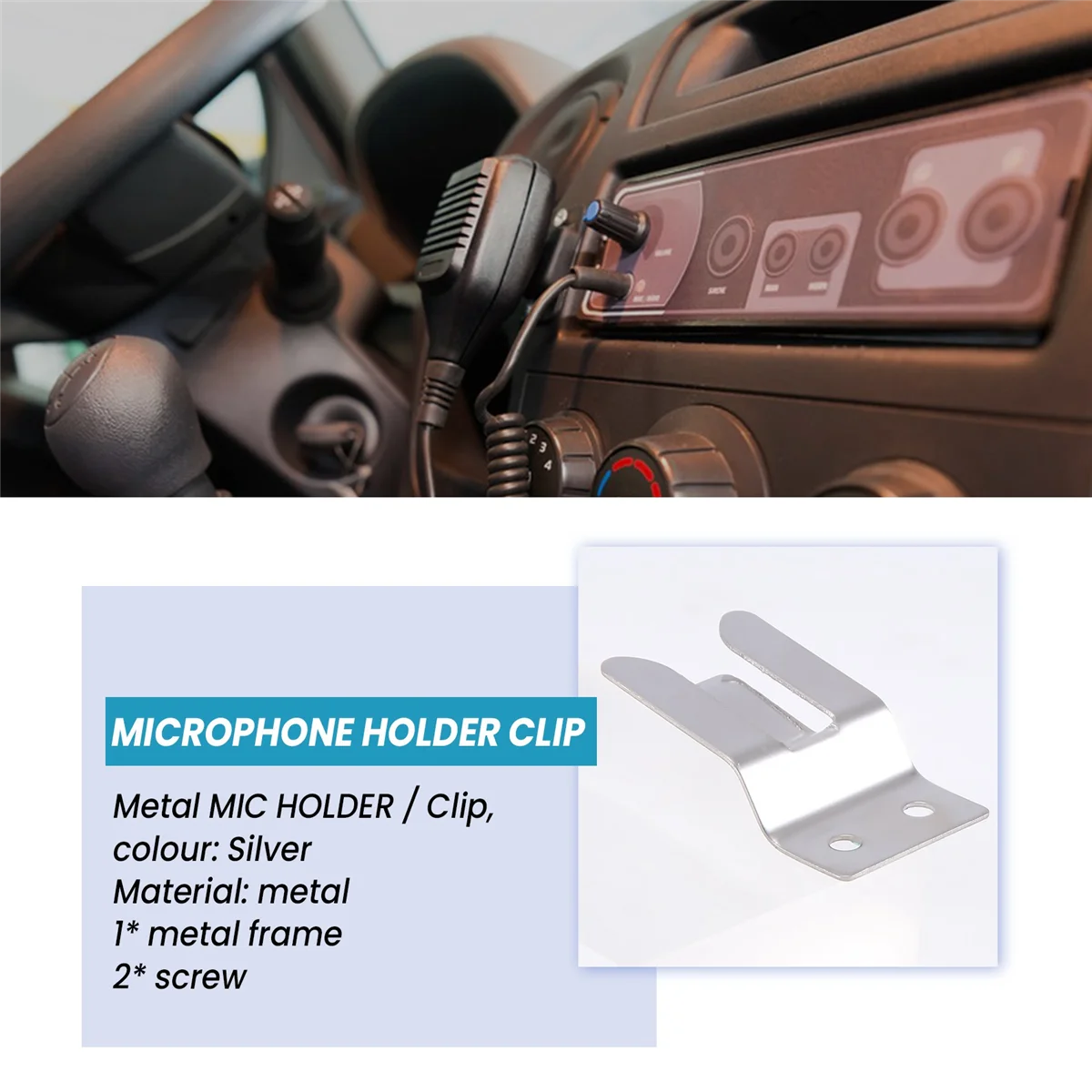 Metal MIC HOLDER / Clip - Screw In for CB / Ham Radio - MH2