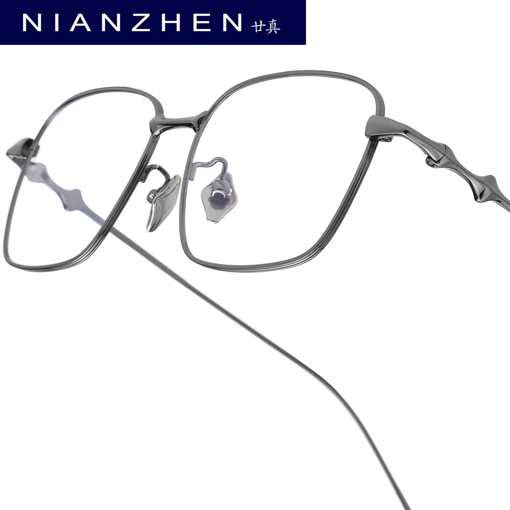 

NIANZHEN Titanium Alloy Eyeglasses Frame Men Square Brand Design Glasses Women Ultralight-Weight Retro Eyewear Spectacles 702
