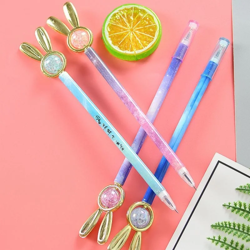 Ellen Brook 1 PCS Stationery Cute Cartoon Rabbit Crystal Gel Pen School Office Kawaii Supplies Creative Gift Pens