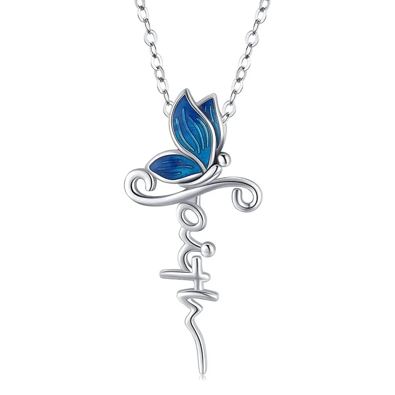 

Cxwind Flower Butterfly Pendant Necklace For Women Silver Chain Jewelry For Birthday Party Wedding Gift Jewelry
