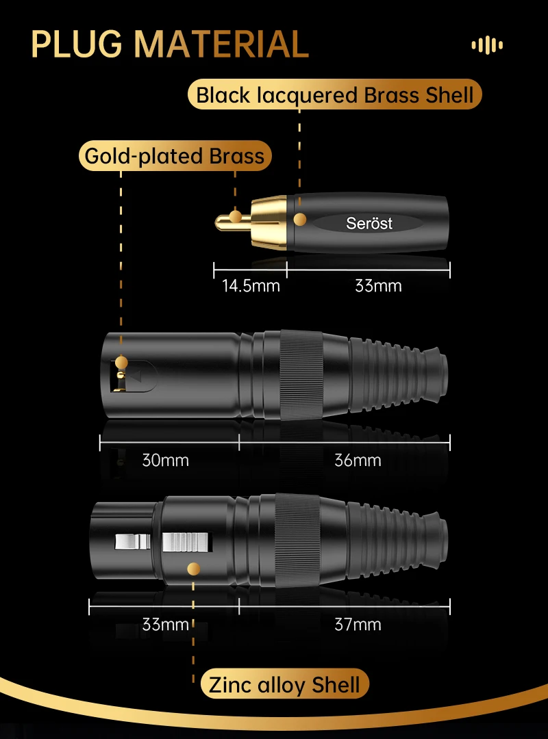 Serost StarPro HiFi-Audiokabel OFC versilbertes, sauerstofffreies Kupfer RCA-zu-XLR-Adapterkabel für CD, DAC, DSP, Verstärker, Lautsprecher – Detail 8