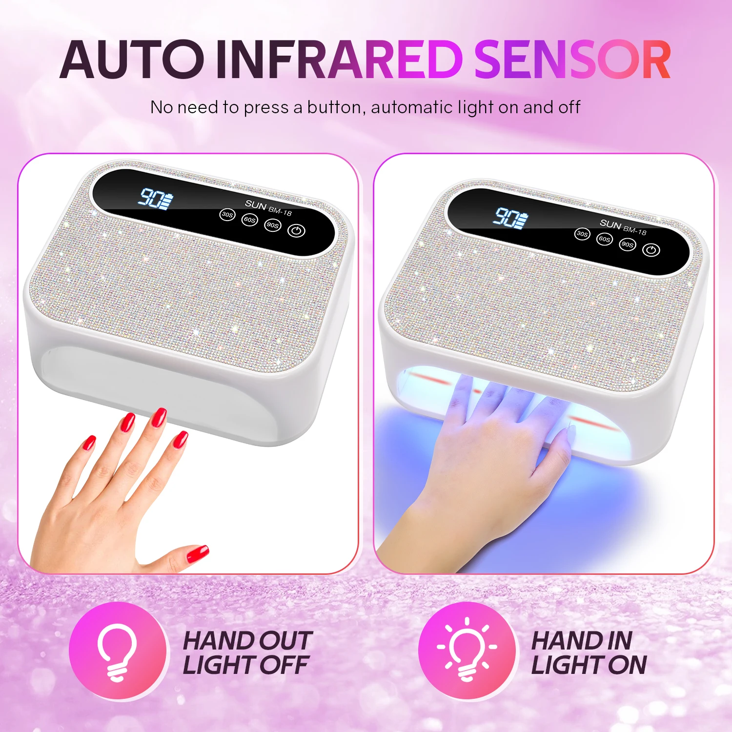 قابلة للشحن 168 واط مسمار تجفيف مصباح مع 3 الموقتات إعداد مسمار مصباح المهنية 42 المصابيح لجل طلاء الأظافر مسمار أداة فنية