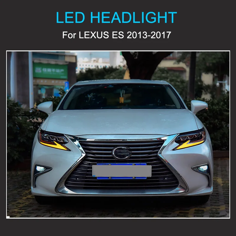 1 Pair LED Headlight Assembly for Lexus ES ES200 ES250 ES300 2013-2017 Plug and Play with LED DRL Dynamic Turning Headlights