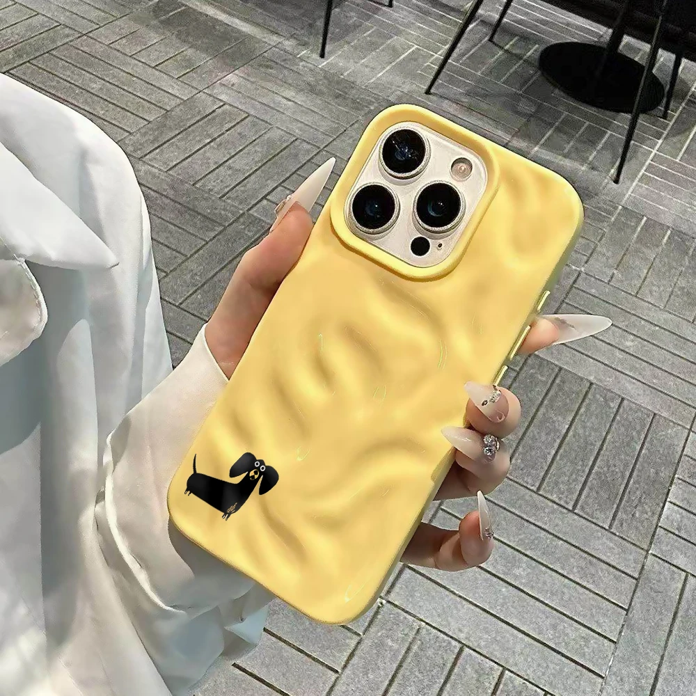 Minimalistische Dackel-Handyhülle für iPhone 17 16 15 14 13 12 11 Pro Max 14 Plus 17Air, Falten-Wellen-Design, weiche Silikonhülle – Detail 5