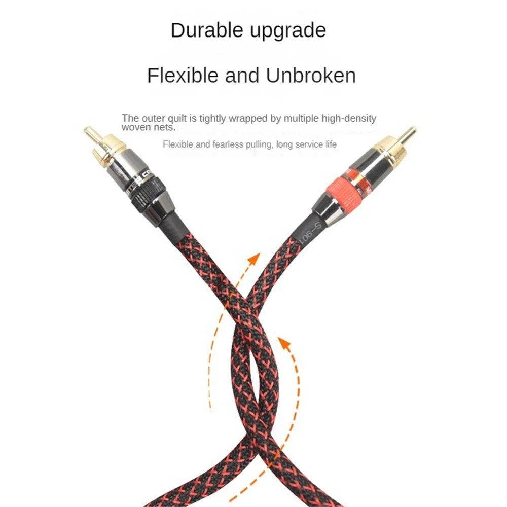 Hi-Fi Fine RCA Cable High Quality 4N OFC HIFI 2RCA-2RCA Male to Male Audio Cablemain core independent shielding One pair