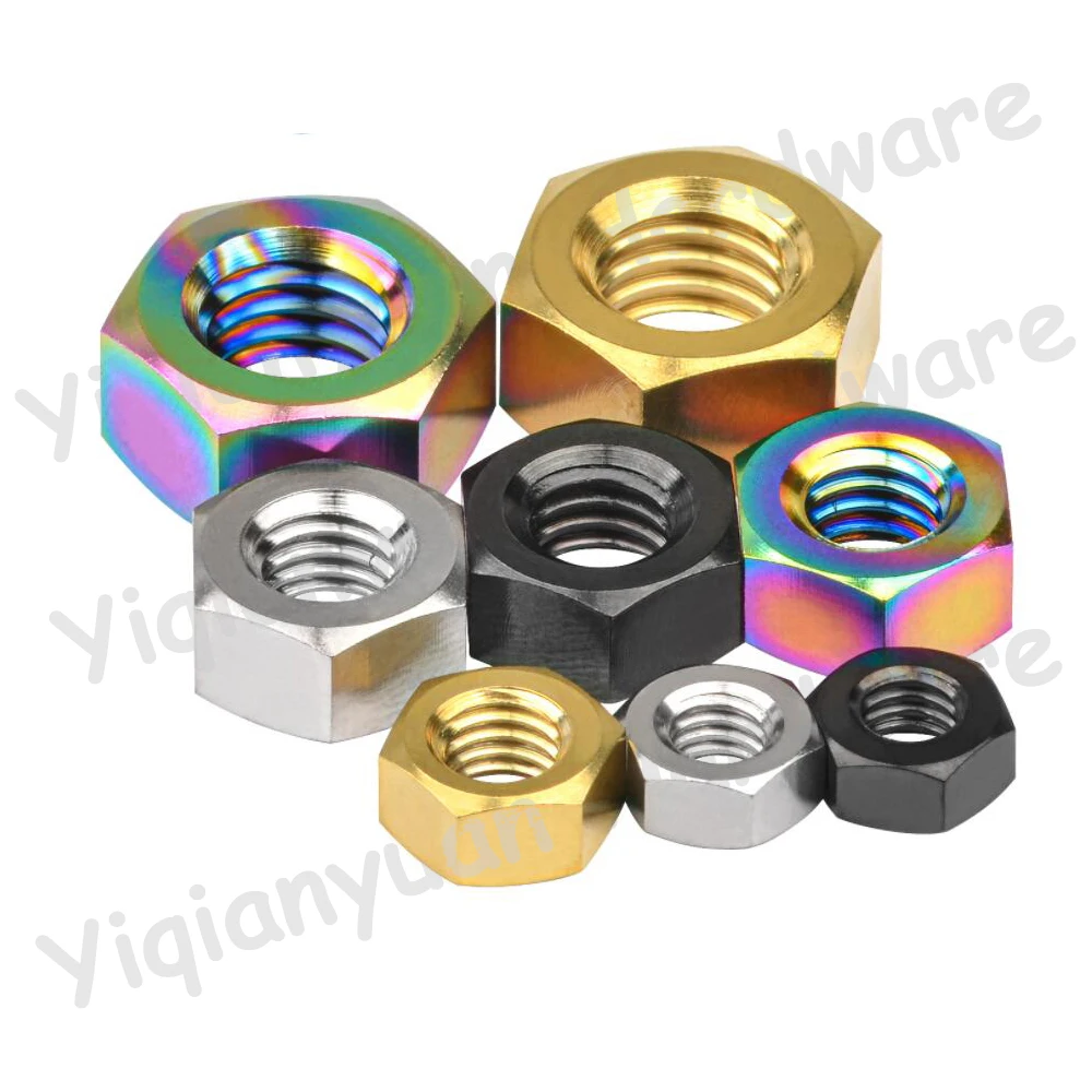 M4 M5 M6 M8 Colorful Titanium Alloy Hexagon Nuts DIN934 Coarse Thread RC Parts Accessories for Motor Bicycle Fittings