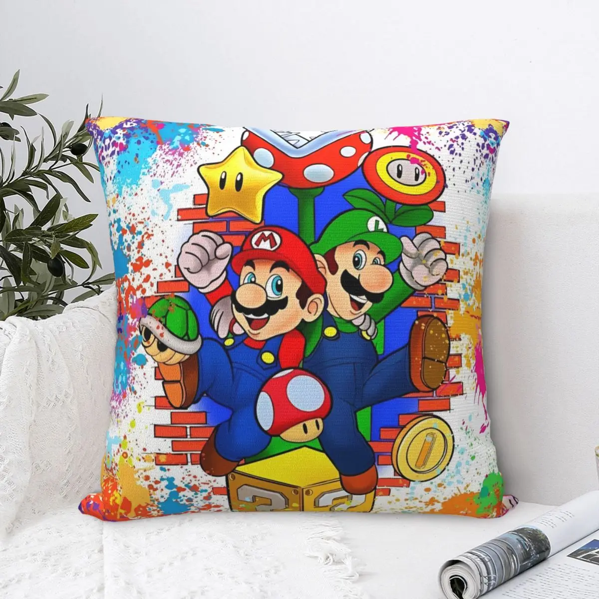 Super Cartoon M-Marios Printed Pillow Case Fashion Pillow Cover Square Print Cushion Cover Pillowcases For Sofa Home Decoration