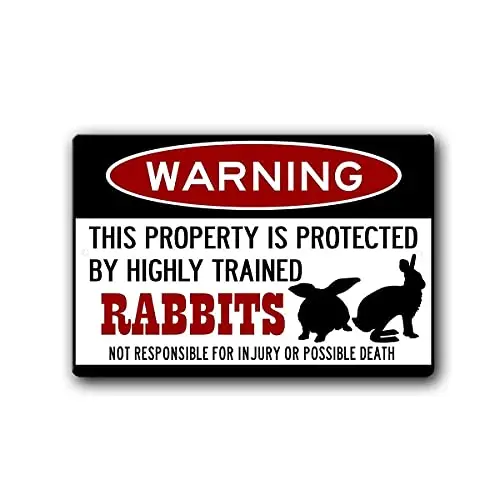 Kexle Rabbits Sign,Funny Metal Signs,Rabbit Accessories,Bunnies Sign,Lop Eared,Rabbit Warning Sign Tin Sign 12 X 16 Inches sign