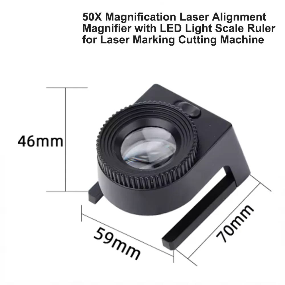 Laser Alignment Magnifier 50X with LED Light Scale Ruler for Laser Spot Observation on Marking Cutting Machine