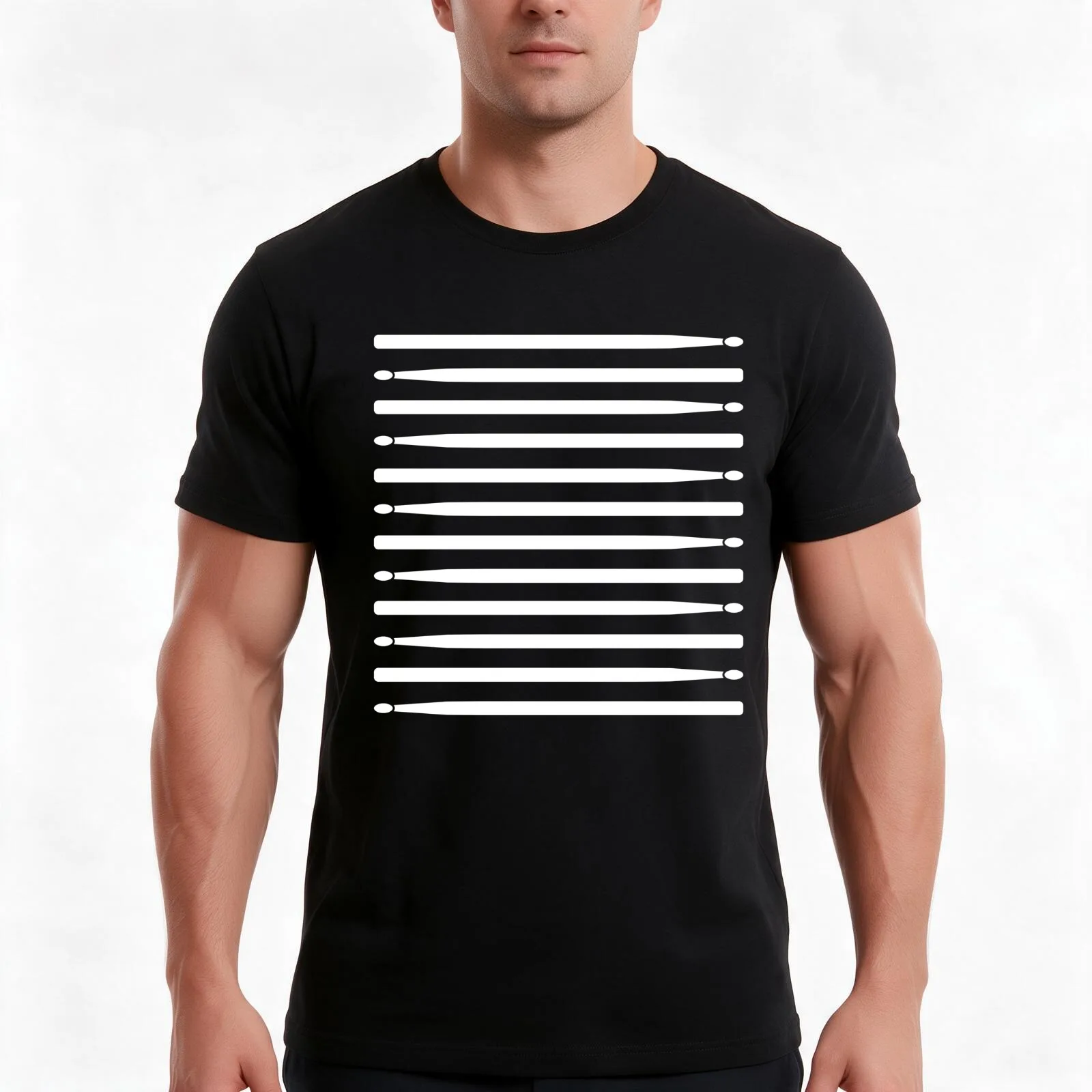 Drum Sticks Marching Band Percussion T-Shirt, Summer Casual Cotton Tee, Oversized Streetwear Tops, Vintage Graphic Print