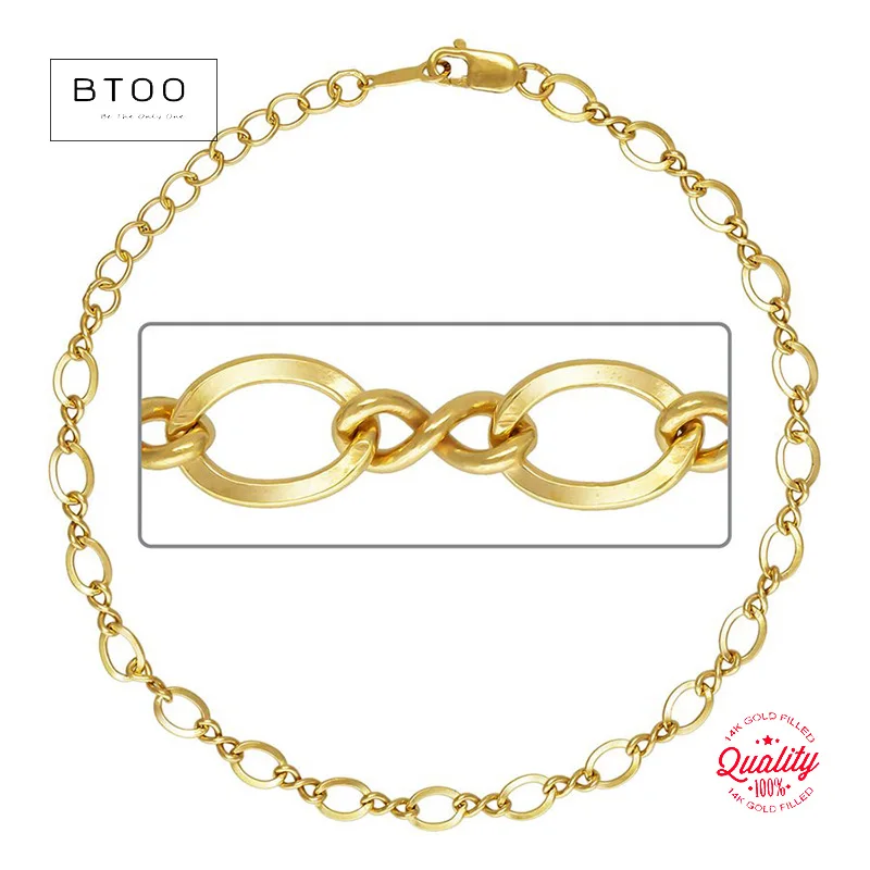 

Браслет-цепочка размером 14 карат с золотым наполнением 3,7 мм, 8 кабелей, 20 см: минималистичный многослойный ювелирный подарок для нее, подарок подружке невесты