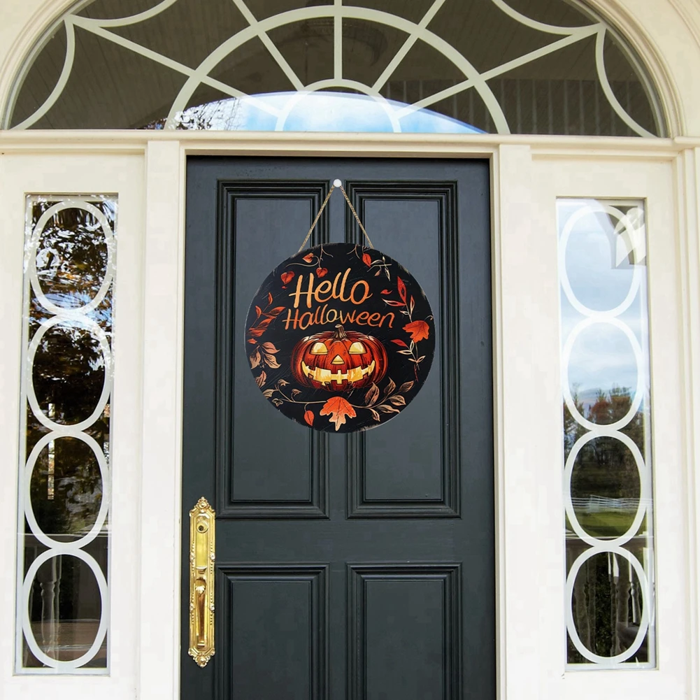 Хэллоуин Круглая дверь Приветственный знак Уникальный дизайн Опора для фото Осенние товары для вечеринок Подходит для внутреннего и наружного венера
