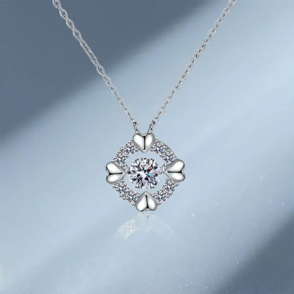 

Блестящие ожерелья из муассанита 0,5 карата (100% муассанит) для женщин, сверкающие платиновые подвески PT950 с бриллиантами, изысканные свадебные украшения, подарок для женщин