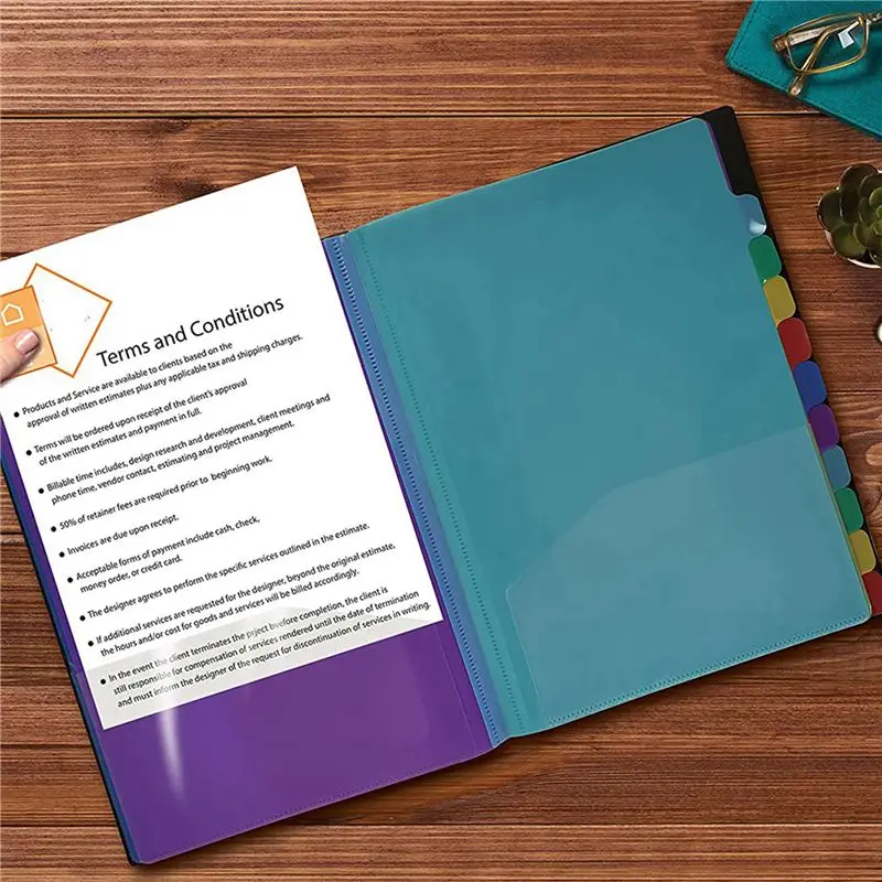 BAAG-24 Clear Pocket Expanding File Folder 12 Colored Tabs,Holds 300 Sheets, File Organizer,Numbered Index On Cover 2PC