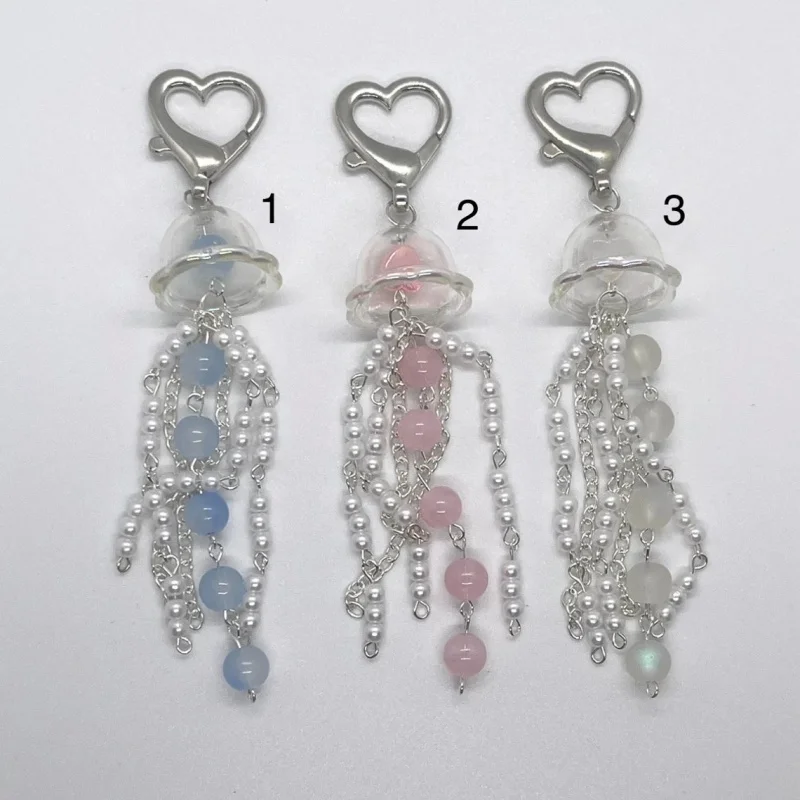 Cute Beaded Jellyfish keychain/keyring