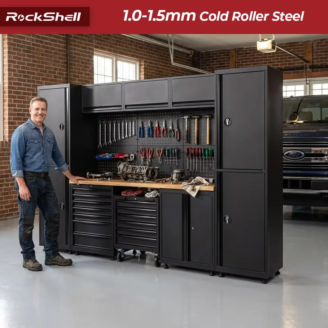 OEM/ OBM Customizable Heavy Duty Garage Cabinets Workbench System 500kg Load Capacity for Automotive Repair Workshop
