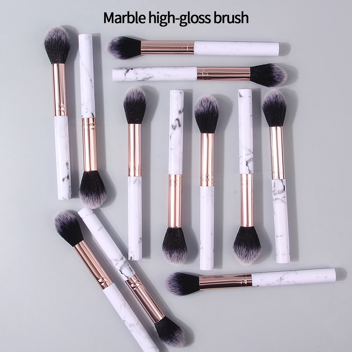 12-teiliges professionelles Make-up-Pinsel-Set, weiche Borsten, Marmor-Textur-Griff, Mehrzweck-Gesichtspinsel, Make-up-Werkzeug für Anfänger